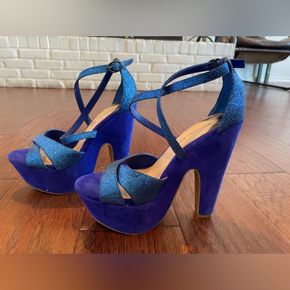 Gianni Bini Shoes - Gianni Bini Platform Royal Blue Glitter Heels 6.5 US